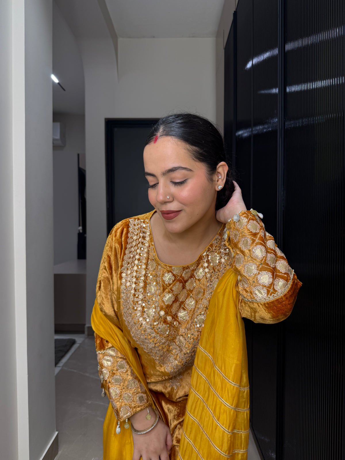 Velvet Suit with Dori, Sequin & Gotta Work | Festive Ethnic Wear