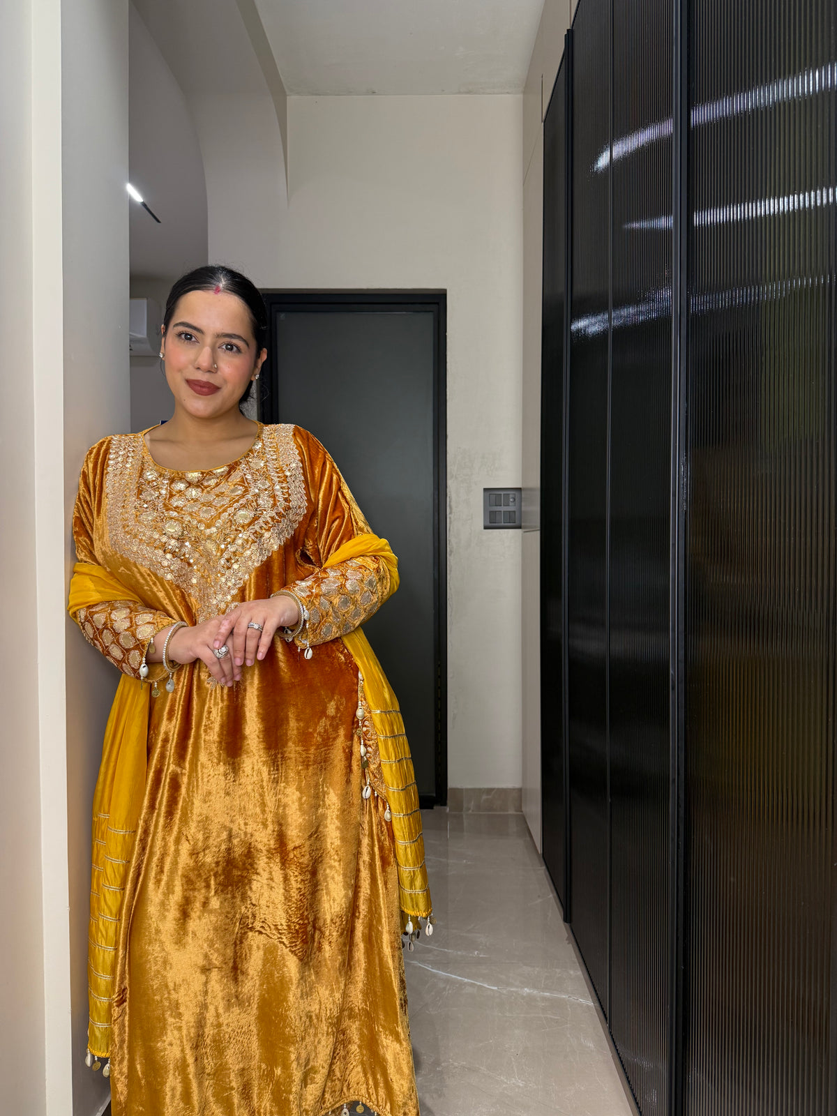 Velvet Suit with Dori, Sequin & Gotta Work | Festive Ethnic Wear