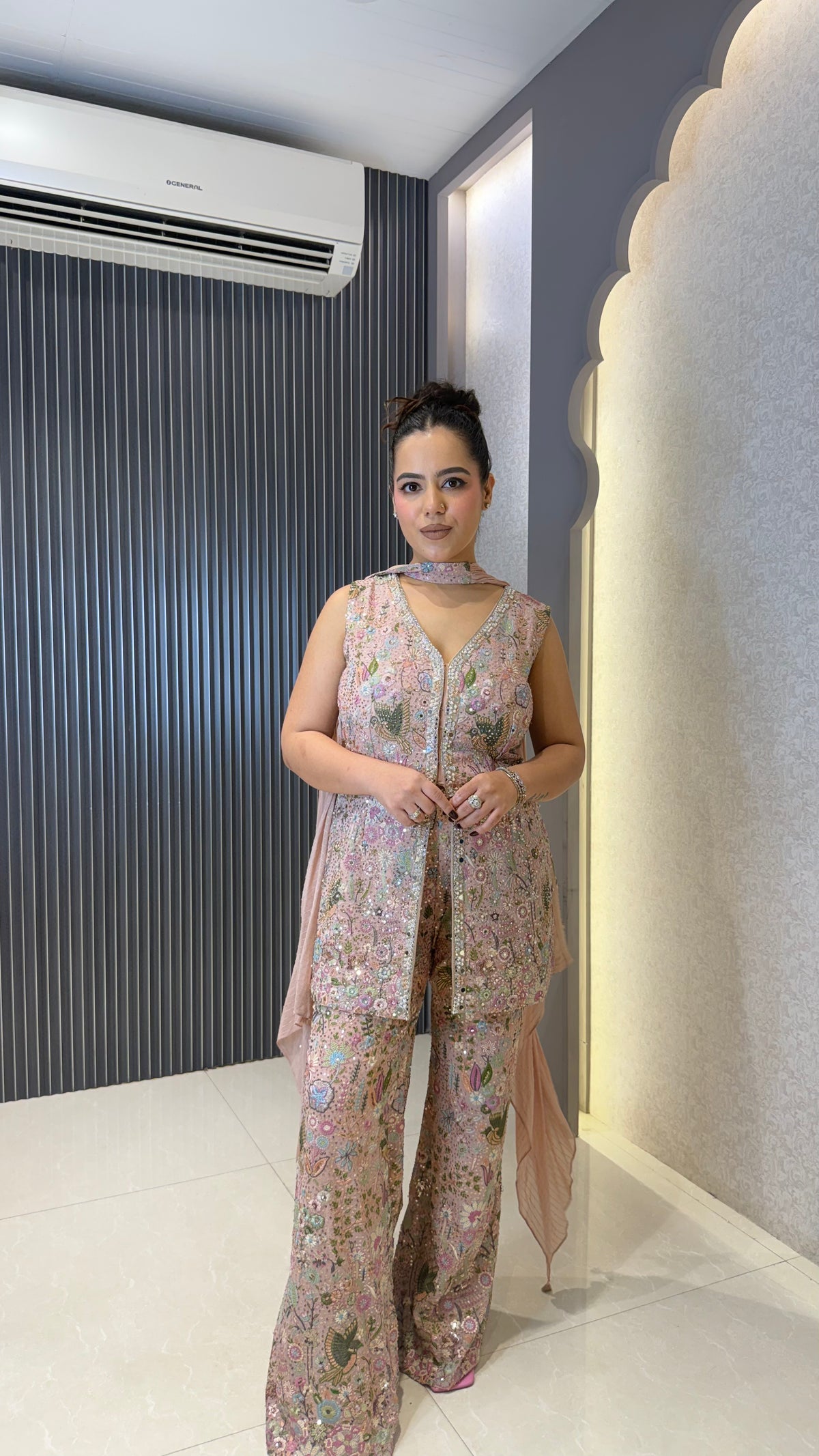 Designer Women’s Indowestern with Thread Embroidery & Sequin Detailing