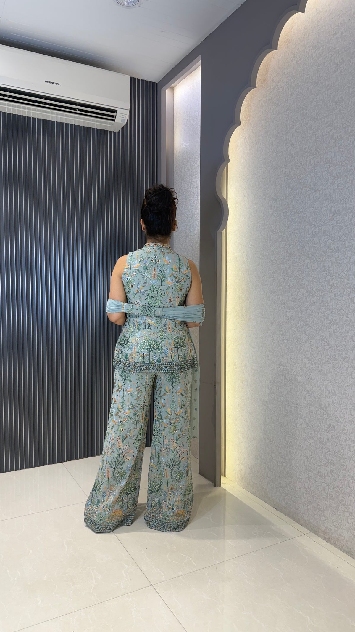 Women’s Designer Indo-Western Set with Thread Embroidery & Sequin Detailing