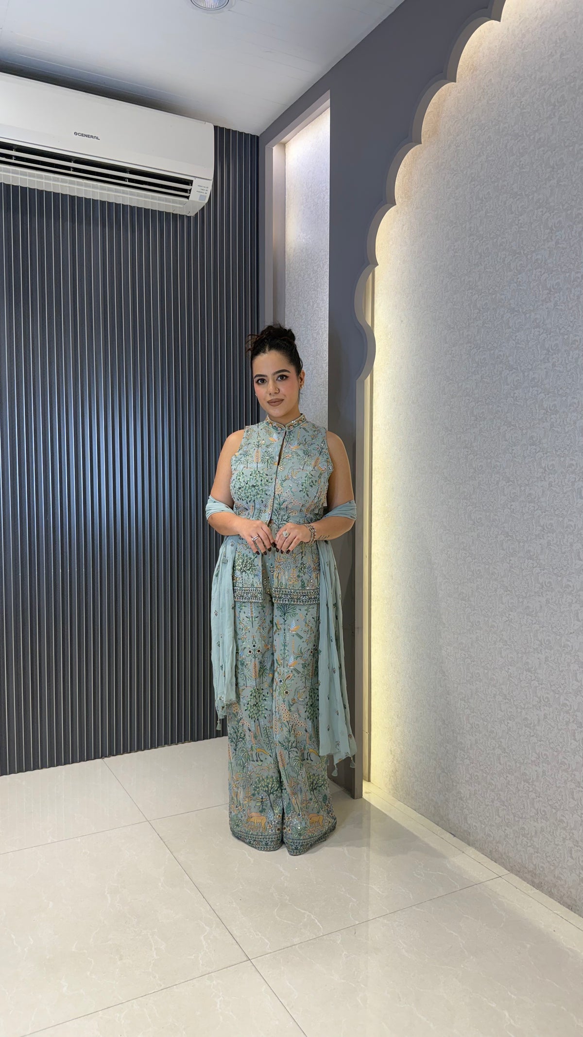 Women’s Designer Indo-Western Set with Thread Embroidery & Sequin Detailing