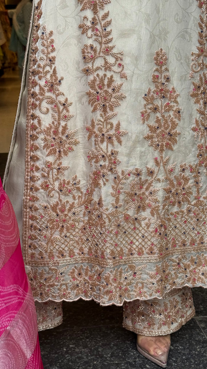Women's Shimmer Tissue Suit Set with Beads & Stone Work | Premium Festive Ethnic Wear
