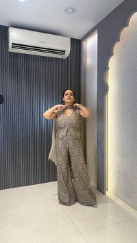 Women’s Designer Indo-Western Set with Thread Embroidery & Sleeves