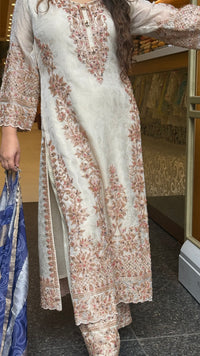 Luxury Shimmer Tissue Suit Set with Beads & Stone Embroidery | Designer Party Wear