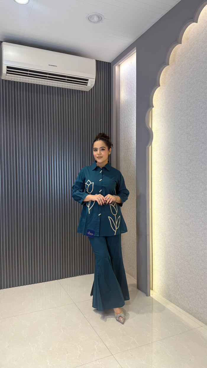 Women’s Cotton Co-ord Set with Appliqué Work