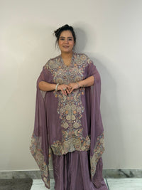Indo-Western 3-Piece Set with Mirror & Neem Zari Work