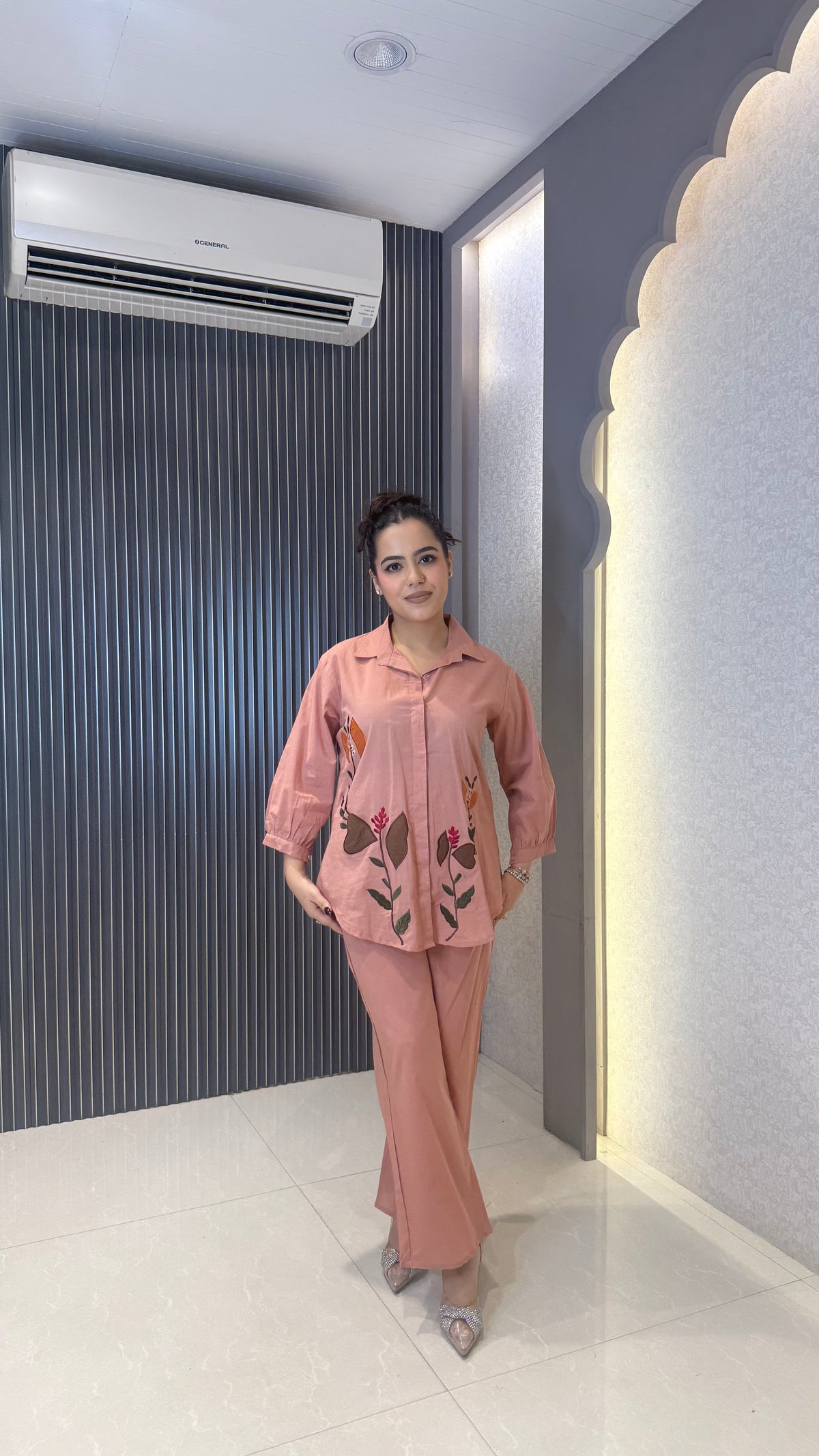 Women’s Cotton Co-ord Set with Appliqué Work