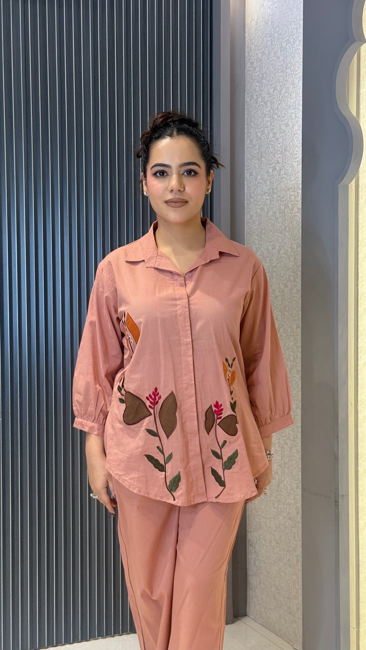 Women’s Cotton Co-ord Set with Appliqué Work