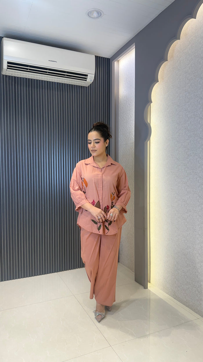 Women’s Cotton Co-ord Set with Appliqué Work