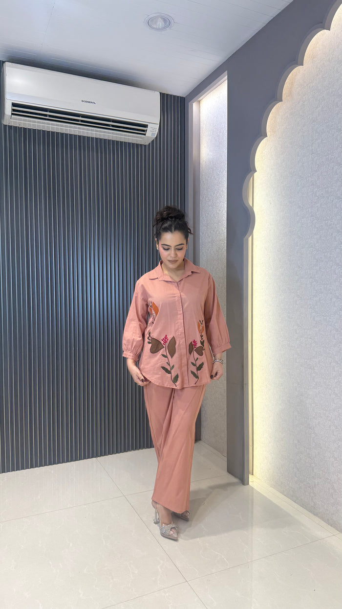Women’s Cotton Co-ord Set with Appliqué Work