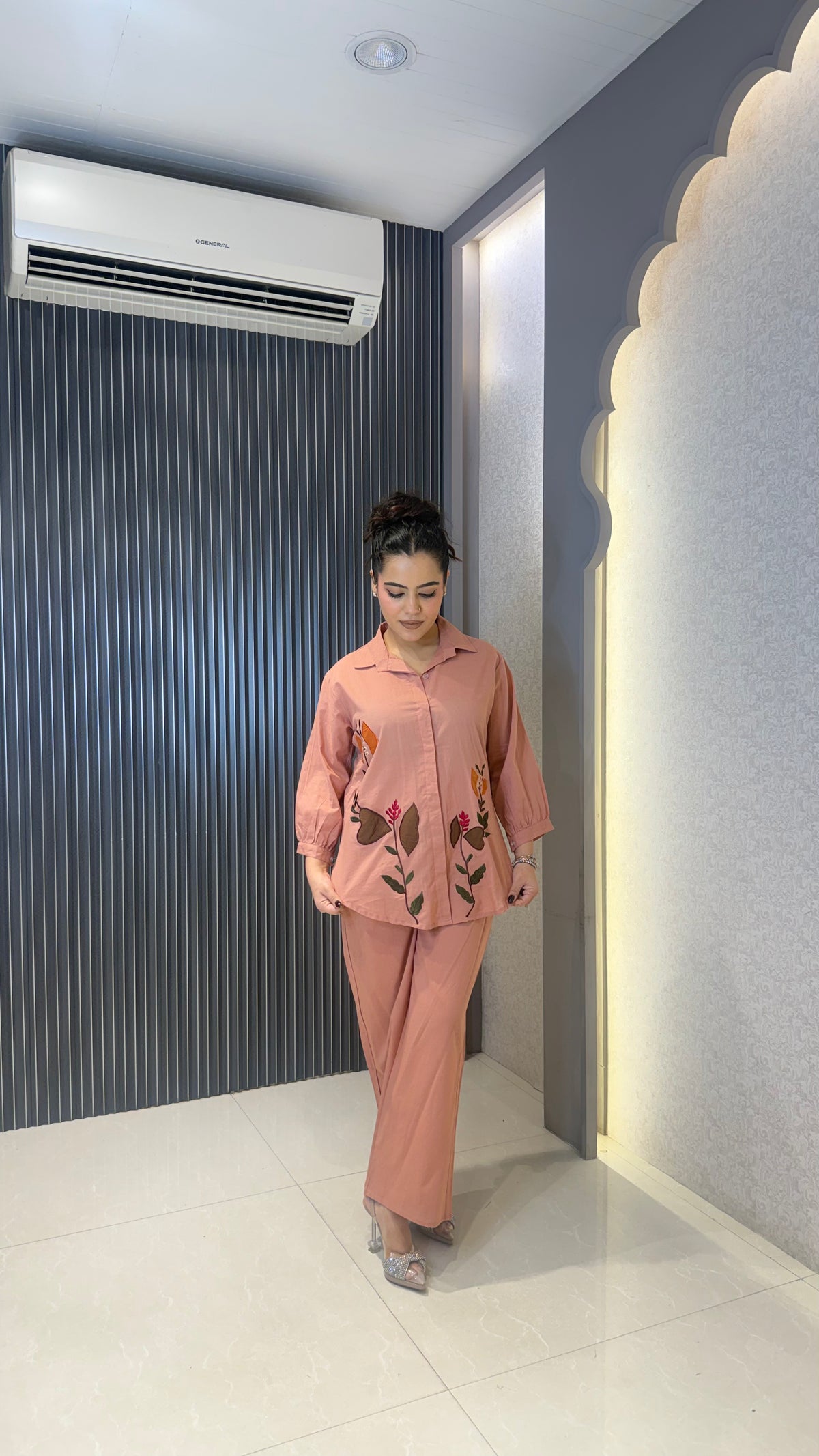Women’s Cotton Co-ord Set with Appliqué Work