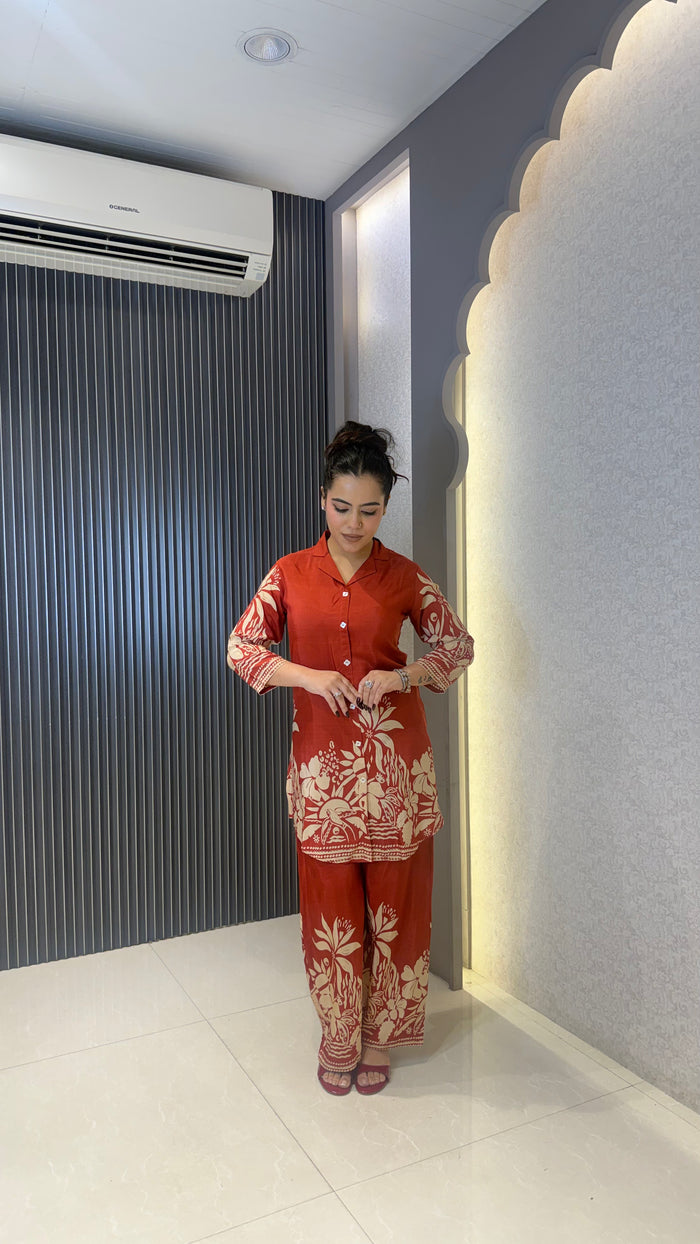 Women’s Designer Printed Muslin Co-Ord Set