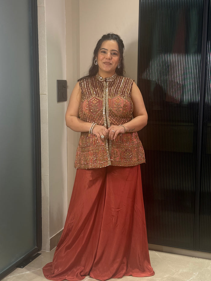 Indo-Western Set with Mirror, Dori & Sequin Work