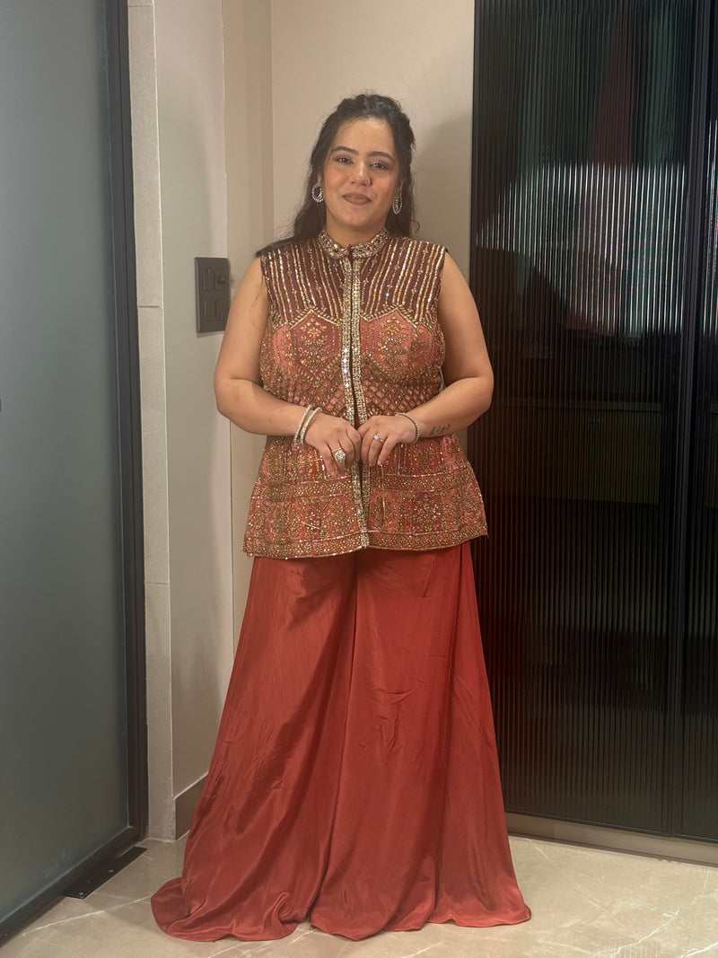 Indo-Western Set with Mirror, Dori & Sequin Work