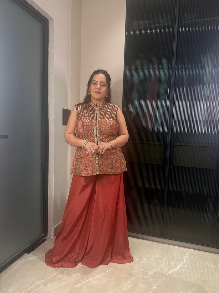 Indo-Western Set with Mirror, Dori & Sequin Work