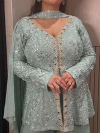 Thread Embroidery and Mirror Work detailing