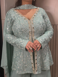 Thread Embroidery and Mirror Work detailing