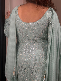 Thread Embroidery and Mirror Work detailing