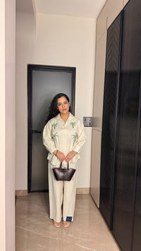 Linen Co-ord Set with Thread Embroidery