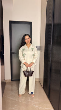 Linen Co-ord Set with Thread Embroidery