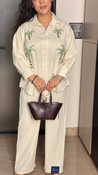 Linen Co-ord Set with Thread Embroidery