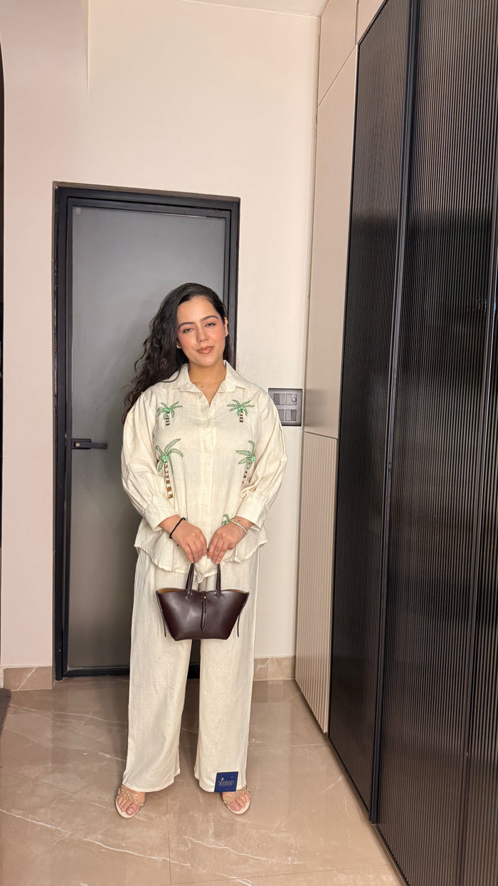 Linen Co-ord Set with Thread Embroidery