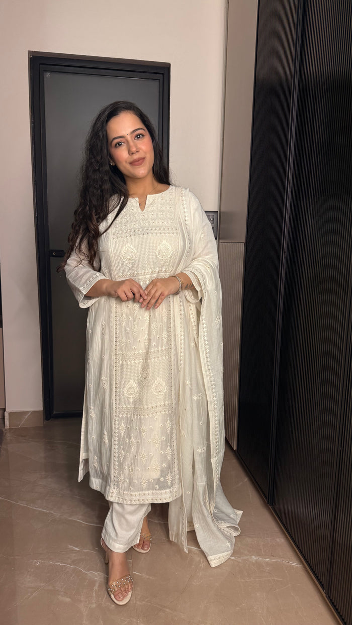 Mul Cotton Chikankari Suit Set