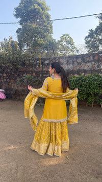 Shimmer Silk Suit with Dabka, Pearl & Mirror Work