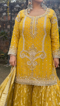 Shimmer Silk Suit with Dabka, Pearl & Mirror Work