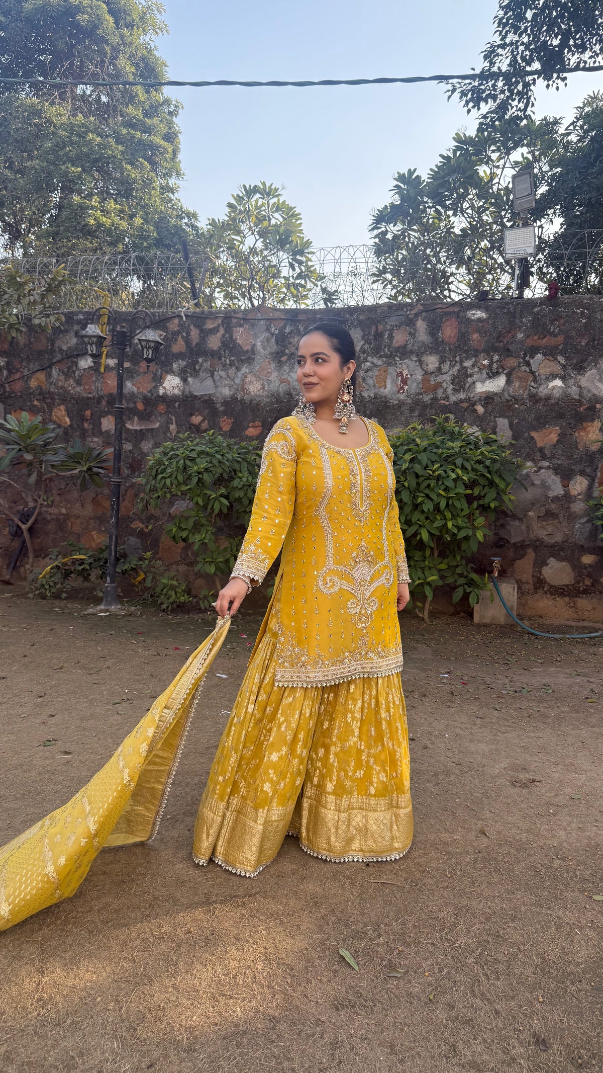 Shimmer Silk Suit with Dabka, Pearl & Mirror Work