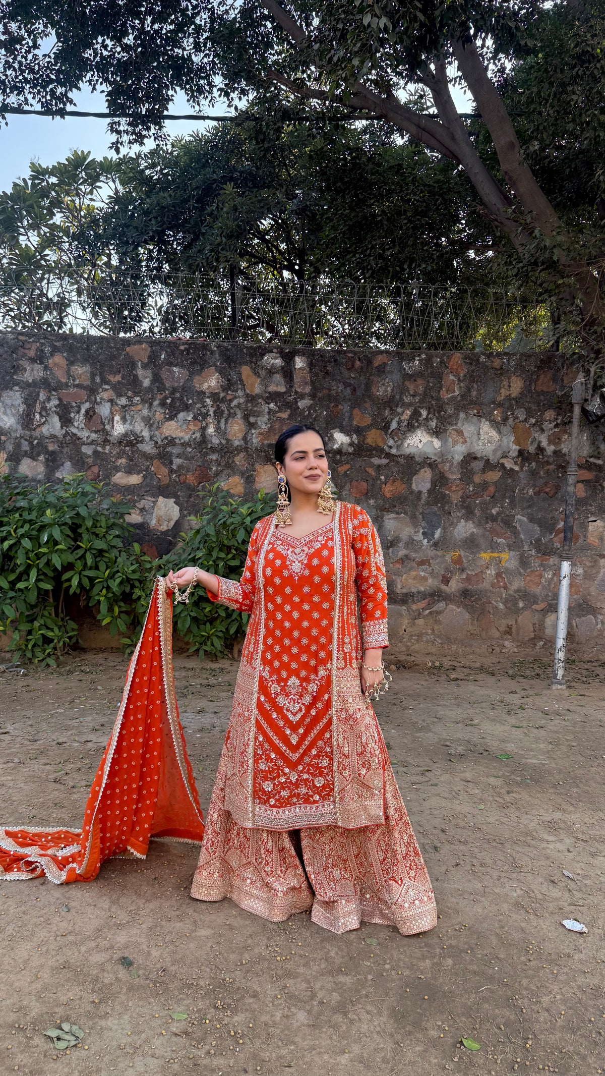 Elegant Georgette Suit Set with Dabka, Pearls & Zari Wor