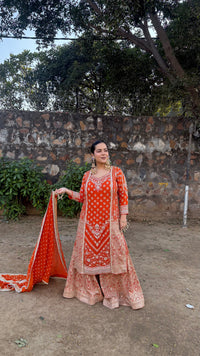 Elegant Georgette Suit Set with Dabka, Pearls & Zari Wor