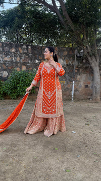 Elegant Georgette Suit Set with Dabka, Pearls & Zari Wor