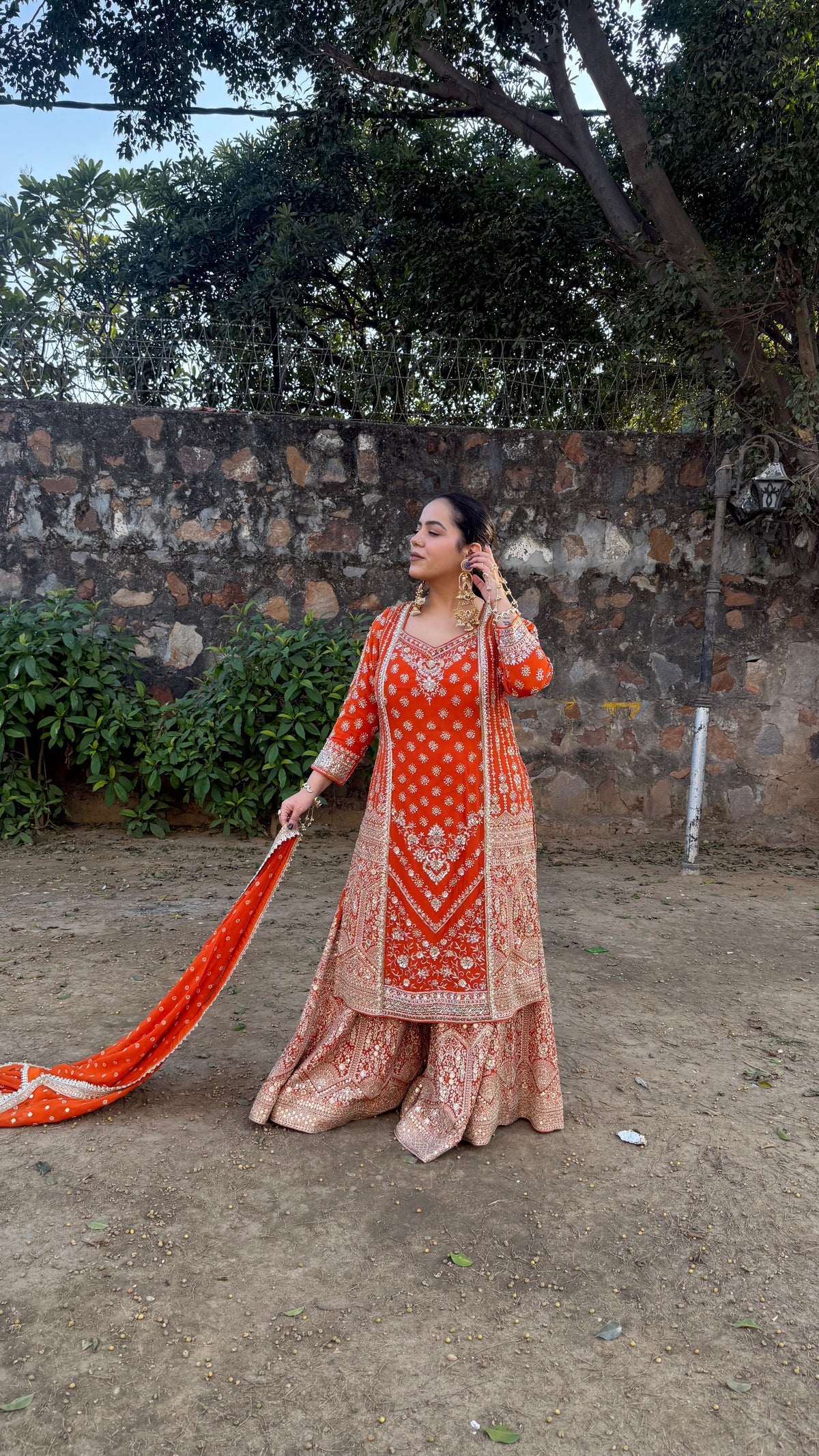 Elegant Georgette Suit Set with Dabka, Pearls & Zari Wor