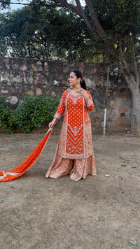 Elegant Georgette Suit Set with Dabka, Pearls & Zari Wor