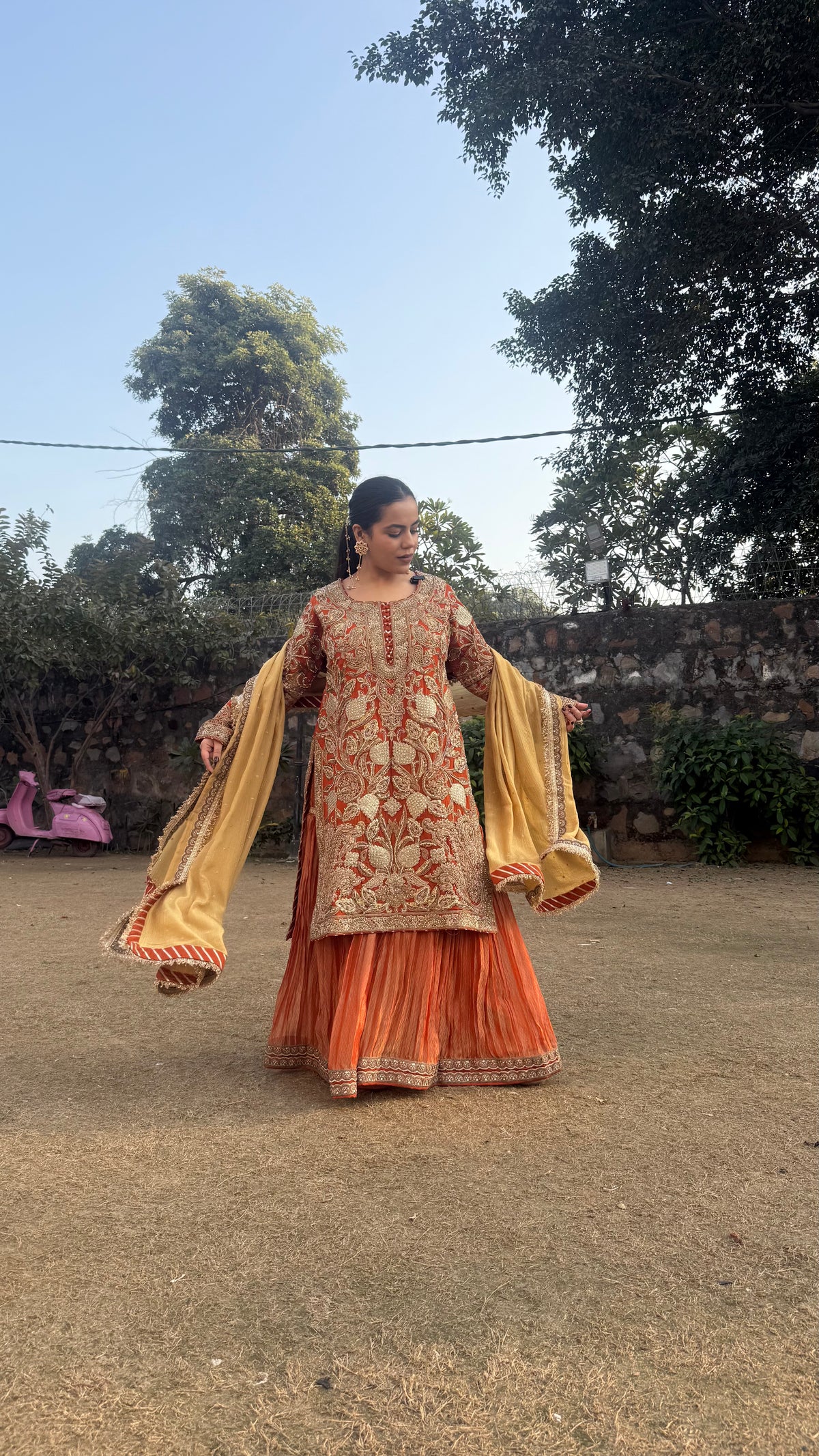 Shimmer Silk Suit with Zardosi, Pearl, Sequin & Dori Work | Festive Wear