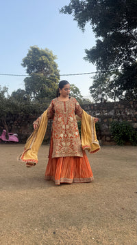 Shimmer Silk Suit with Zardosi, Pearl, Sequin & Dori Work | Festive Wear