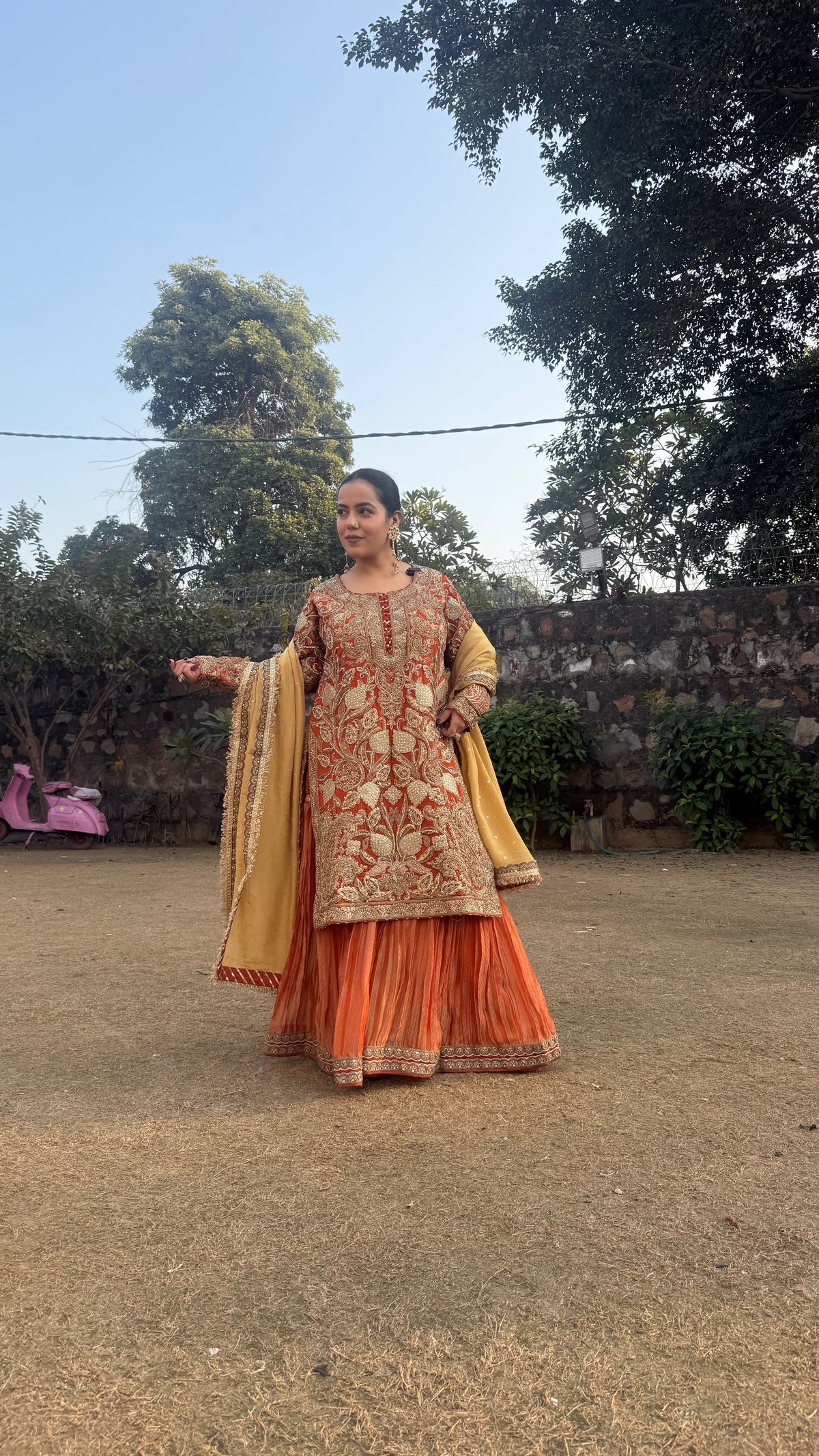 Shimmer Silk Suit with Zardosi, Pearl, Sequin & Dori Work | Festive Wear