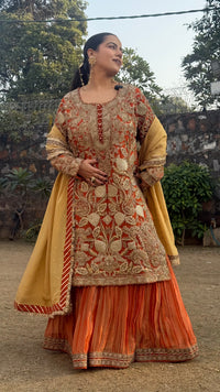 Shimmer Silk Suit with Zardosi, Pearl, Sequin & Dori Work | Festive Wear