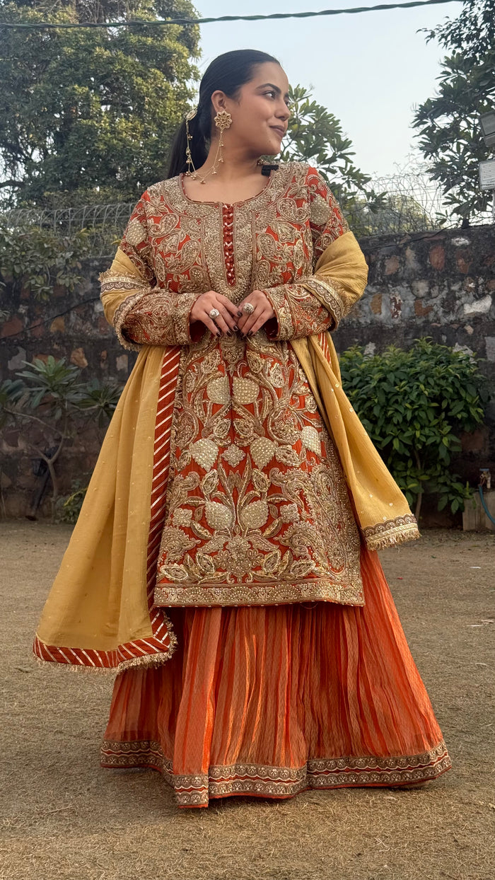 Shimmer Silk Suit with Zardosi, Pearl, Sequin & Dori Work | Festive Wear