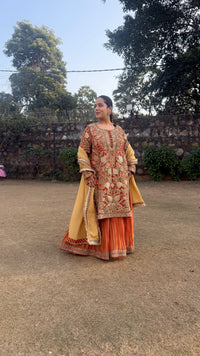 Shimmer Silk Suit with Zardosi, Pearl, Sequin & Dori Work | Festive Wear