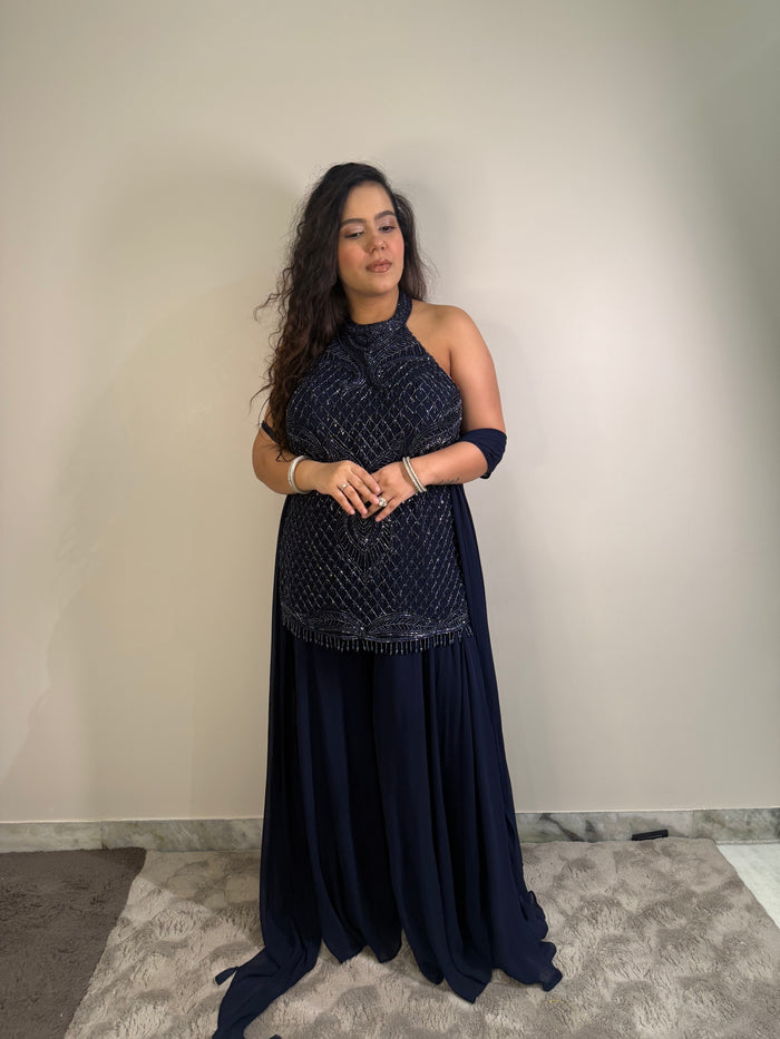 Elegant Suit with Cutdana & Pearl Sequin Detailing | Sizes Upto 44