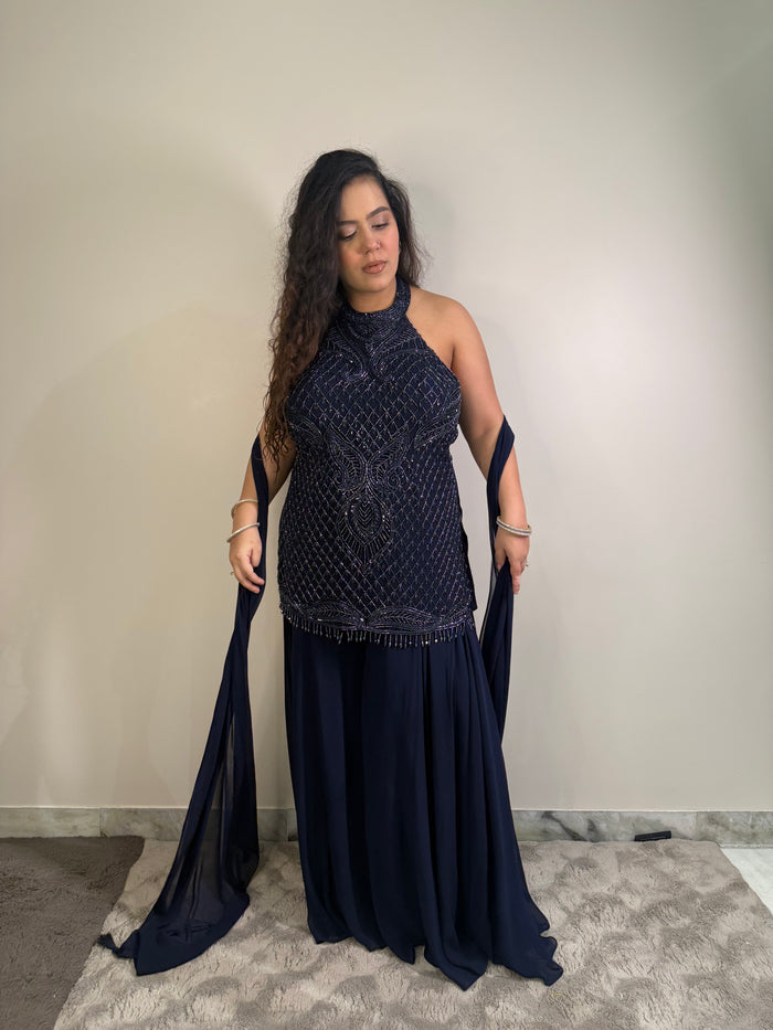 Elegant Suit with Cutdana & Pearl Sequin Detailing | Sizes Upto 44