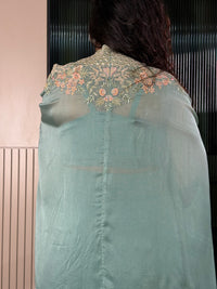 Handworked Jacket Indo-Western Set with Crepe Bottom & Blouse