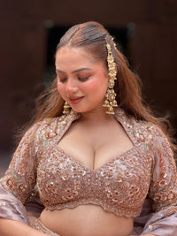 Shimmer Tissue Lehenga with Beads, Thread & Sequin Cutdana Work