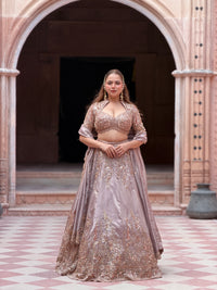 Shimmer Tissue Lehenga with Beads, Thread & Sequin Cutdana Work