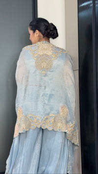 Shimmer Silk Indo-Western 3-Piece Set with Pearl & Cutdana Work