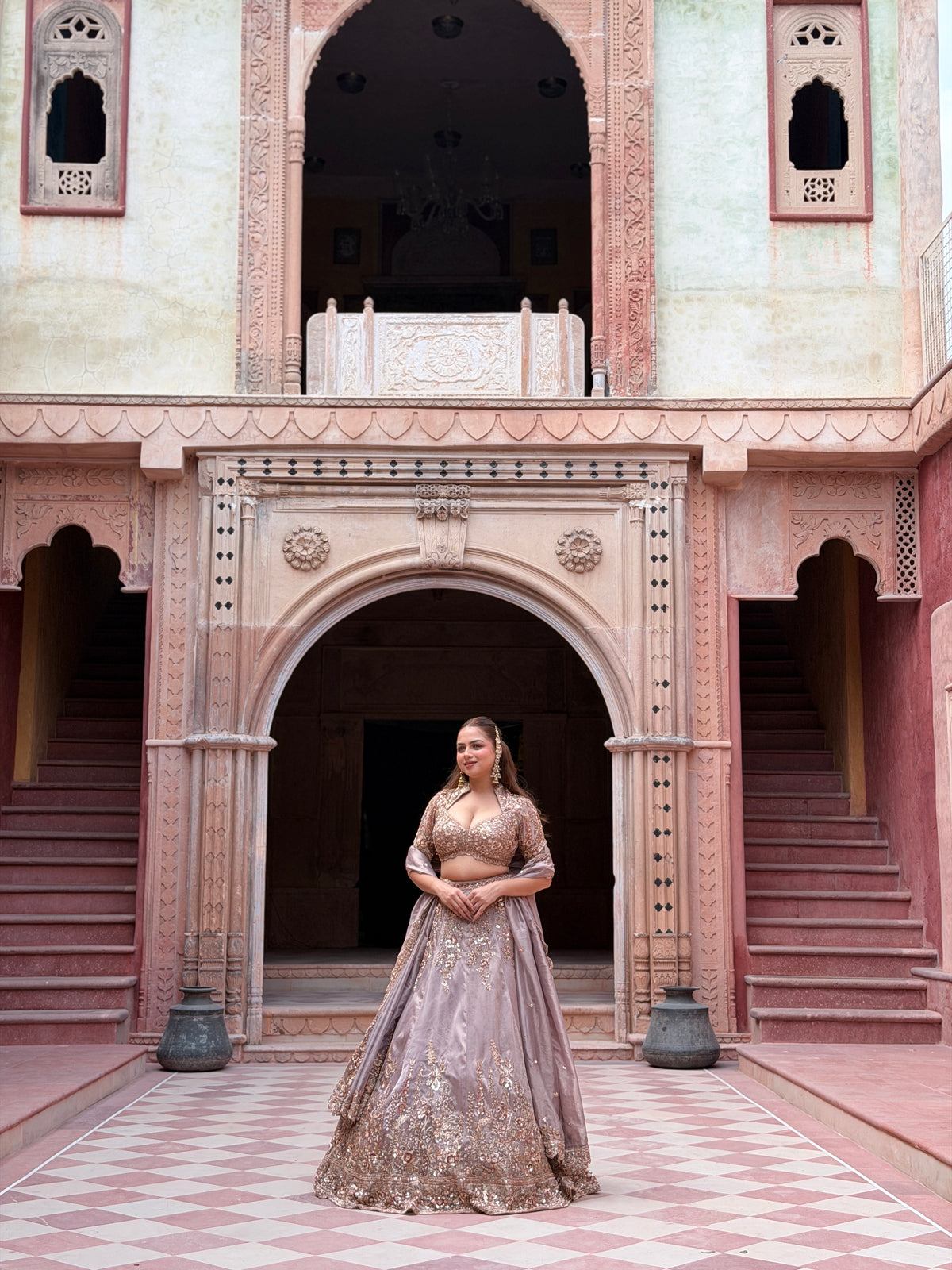 Shimmer Tissue Lehenga with Beads, Thread & Sequin Cutdana Work
