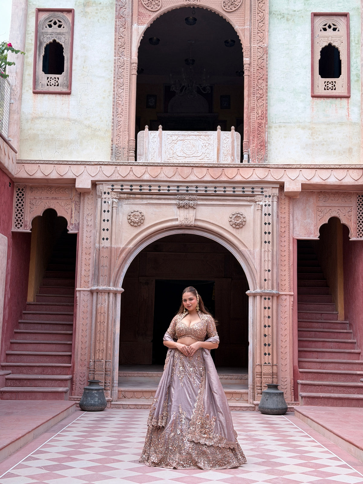 Shimmer Tissue Lehenga with Beads, Thread & Sequin Cutdana Work