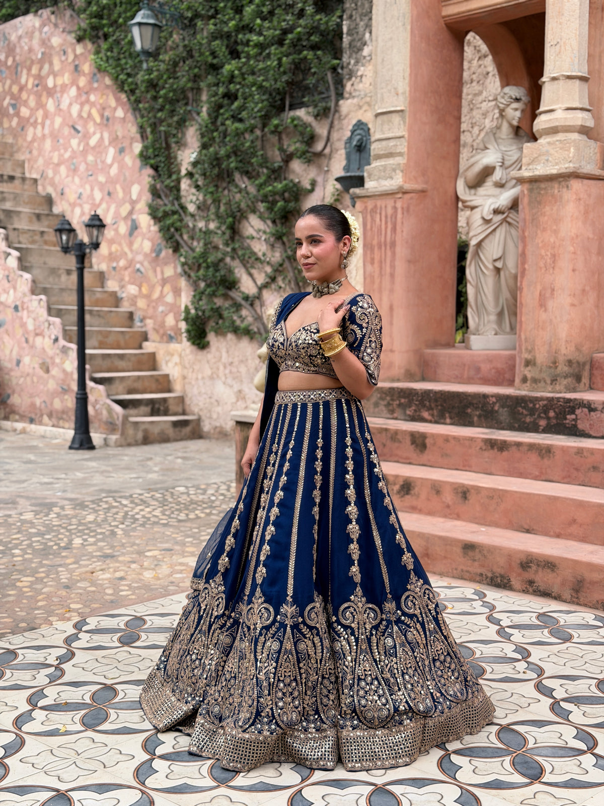 Georgette Lehenga with Dori & Sequin Work | Sizes Up to 46
